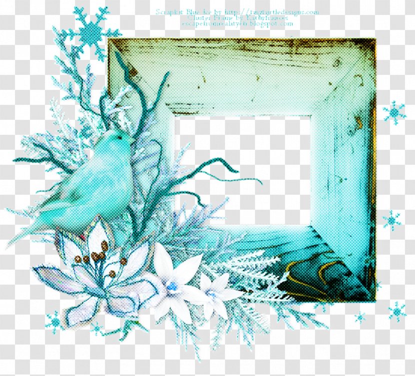 Blue Flower Frame - Drawing - Branch Colorado Spruce Transparent PNG