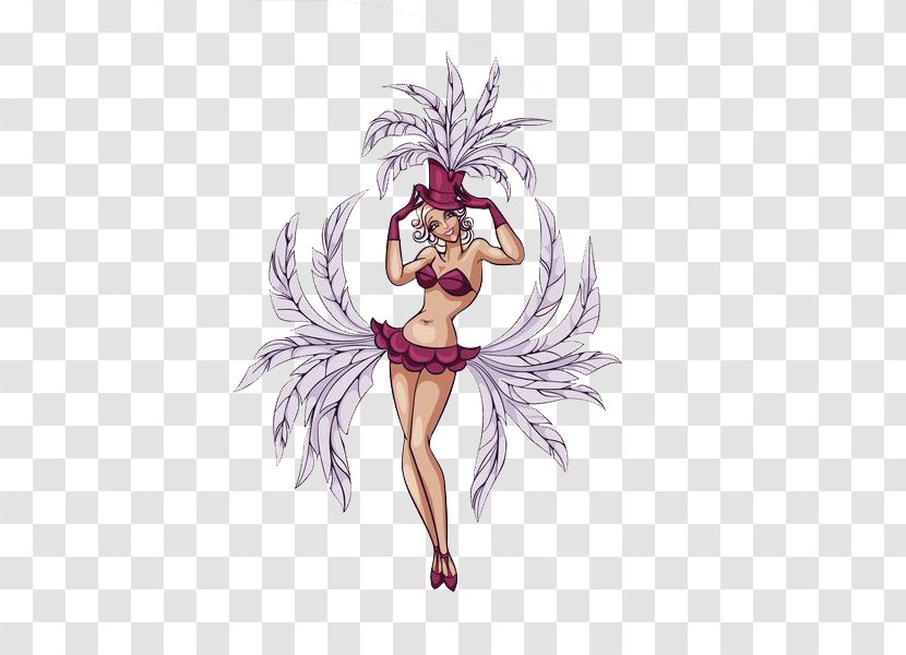 Burlesque Cabaret Drawing Illustration - Watercolor - A Feather Man Transparent PNG