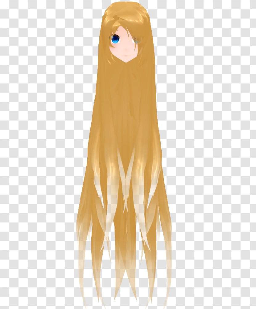 Long Hair MikuMikuDance Hairstyle Download - Blond Transparent PNG