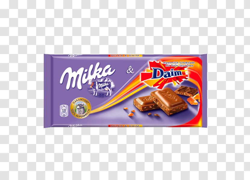 Chocolate Bar Milka White Daim - Food - Milk Transparent PNG