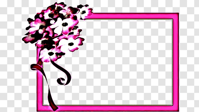 Pink Flower Frame - Rectangle Magenta Transparent PNG