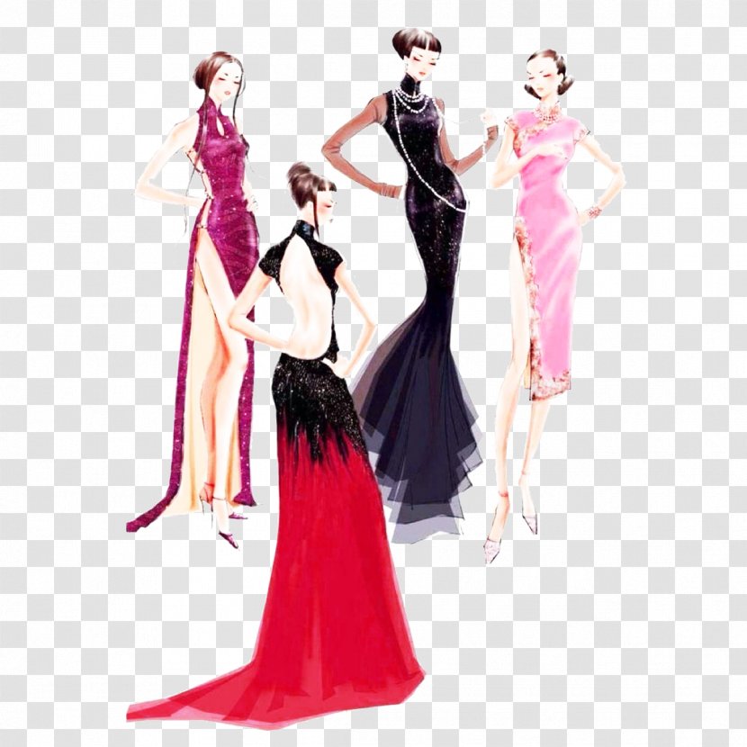 Cheongsam Formal Wear - Flower - Several Women Wearing Picture Material Transparent PNG