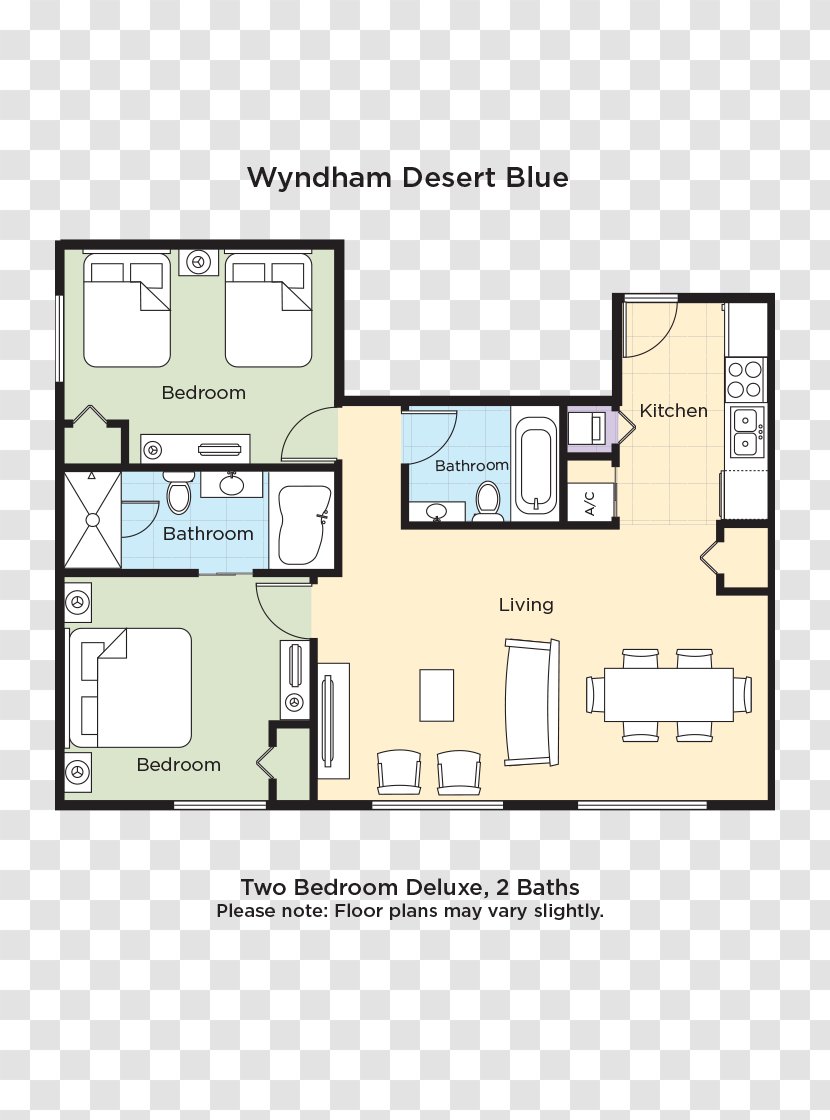 Las Vegas Hotels.com Expedia Wyndham Desert Blue - Hotel - Bed Floor Plan Transparent PNG