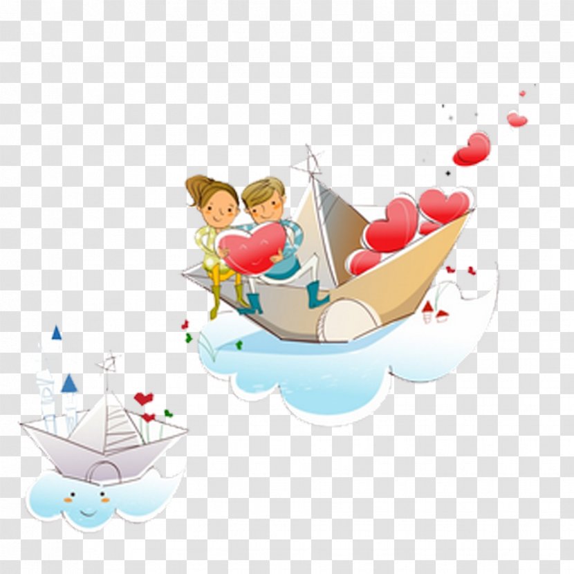 Cartoon Illustration - Food - Love Boat Transparent PNG