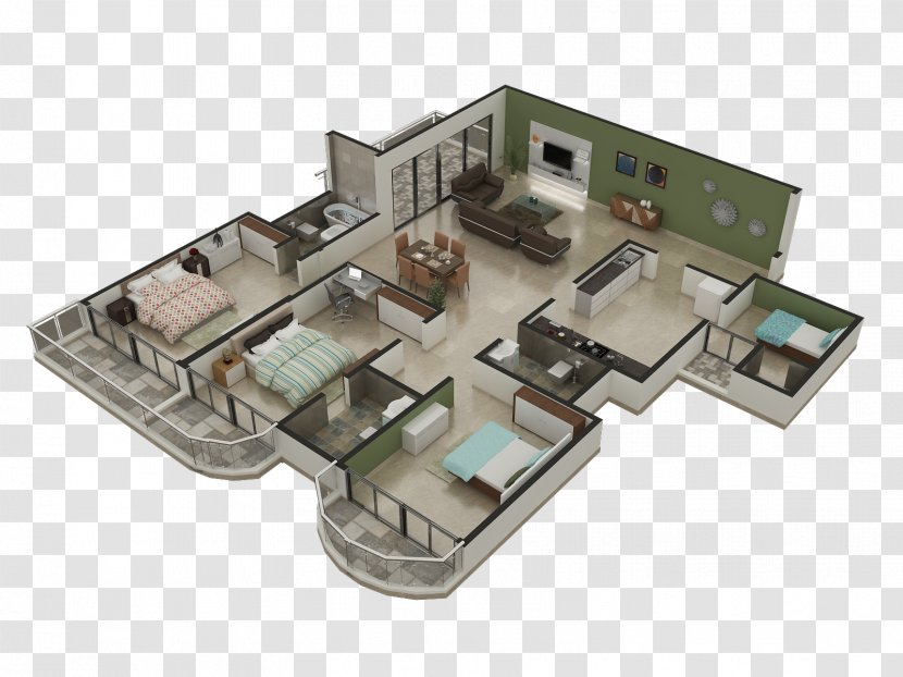 3D Floor Plan Architecture House - 3d Transparent PNG
