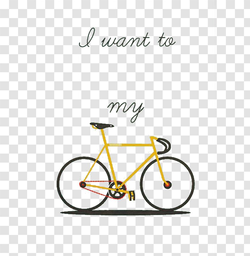 Bicycle Pedal Cycling Fixed-gear Life Is Like Riding A Bicycle. To Keep Your Balance You Must Moving. - Saddle - Yellow Bike Transparent PNG