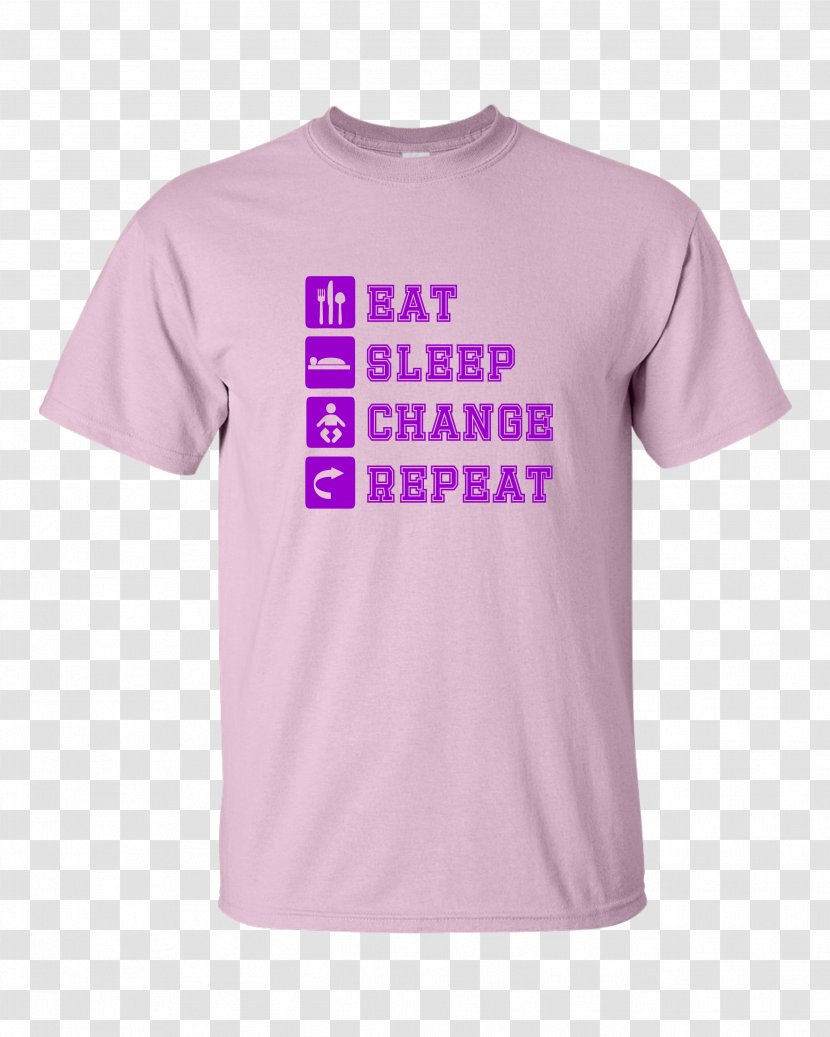 T-shirt Clothing Gildan Activewear Crew Neck - Purple - Eat Sleep Transparent PNG