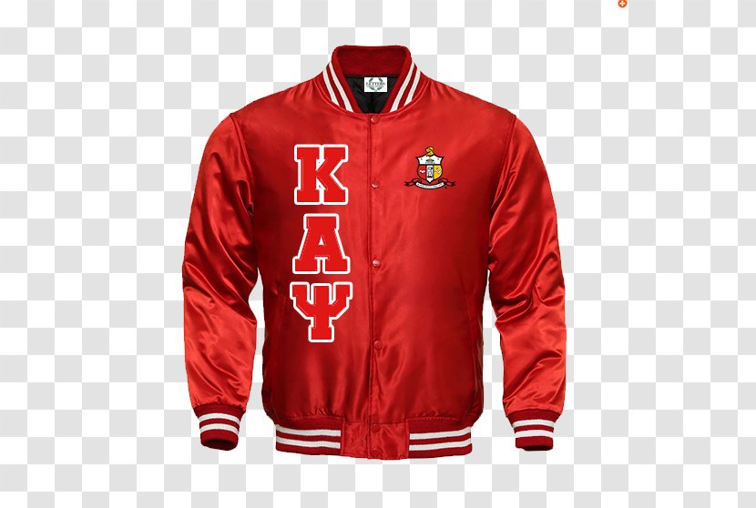 Kappa Alpha Psi Satin Flight Jacket Letterman - Red Transparent PNG