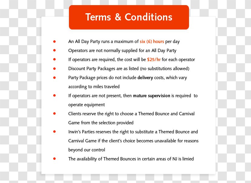 Irwins Parties Party Dunk Tank Carnival Game Amusement Park - Paper - Terms And Conditions Transparent PNG