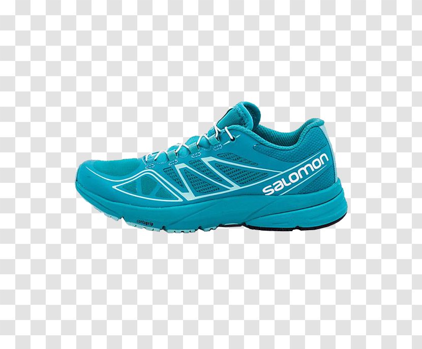 Salomon Group Shoe Blue Teal Sneakers - Running - SALOMON Shoes Transparent PNG