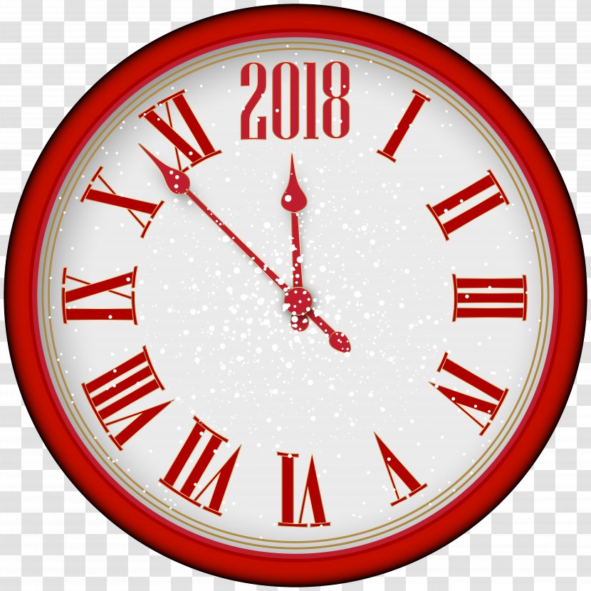 New Years Eve Clock Clip Art - Year Card - 2018 Red Tree Transparent PNG