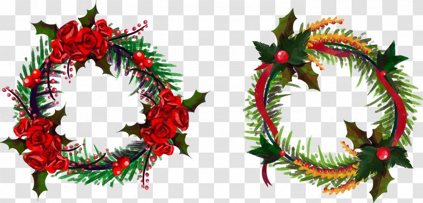 Wreath Garland Euclidean Vector - Christmas Ornament - Painted Garlands Transparent PNG