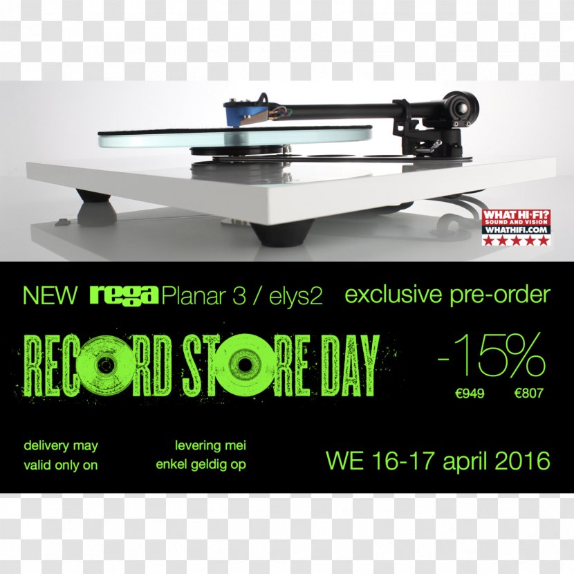 Rega Planar 3 Research High Fidelity Turntable Phonograph - Record Store Day Transparent PNG