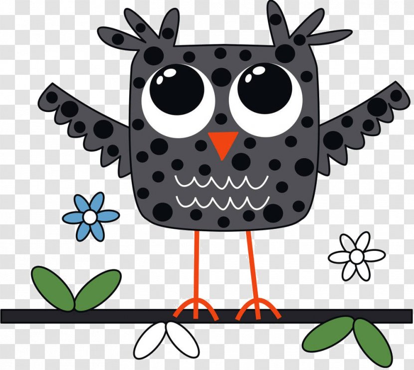 Owl Drawing Cartoon Clip Art - Bird Of Prey - The On Branches Transparent PNG