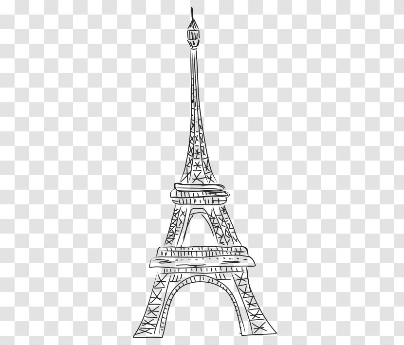 Eiffel Tower Leaning Of Pisa Monument Tourist Attraction Drawing - Black And White - Paris Transparent PNG