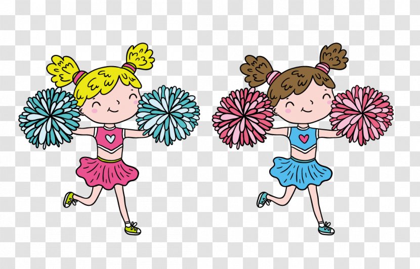 Cartoon Cheerleader Illustration - Watercolor - Hand Drawn Cute Cheerleaders Transparent PNG