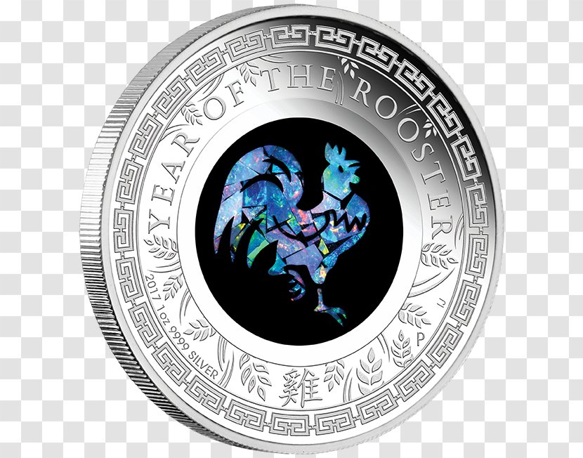 Perth Mint Silver Coin Proof Coinage - Opal - Year Of The Rooster Transparent PNG