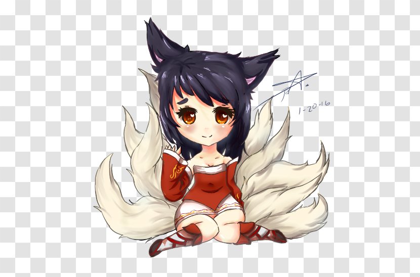 Ahri Nine-tailed Fox League Of Legends Art - Watercolor - Nine Tailed Transparent PNG