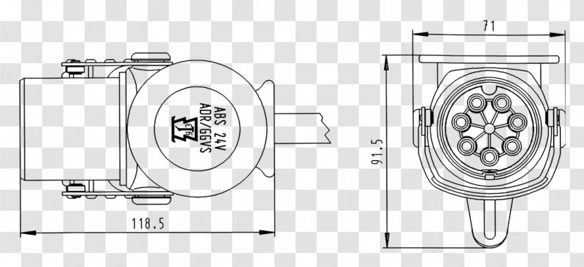 Trailer Connector Electrical Car Drawing - Technical Standard Transparent PNG