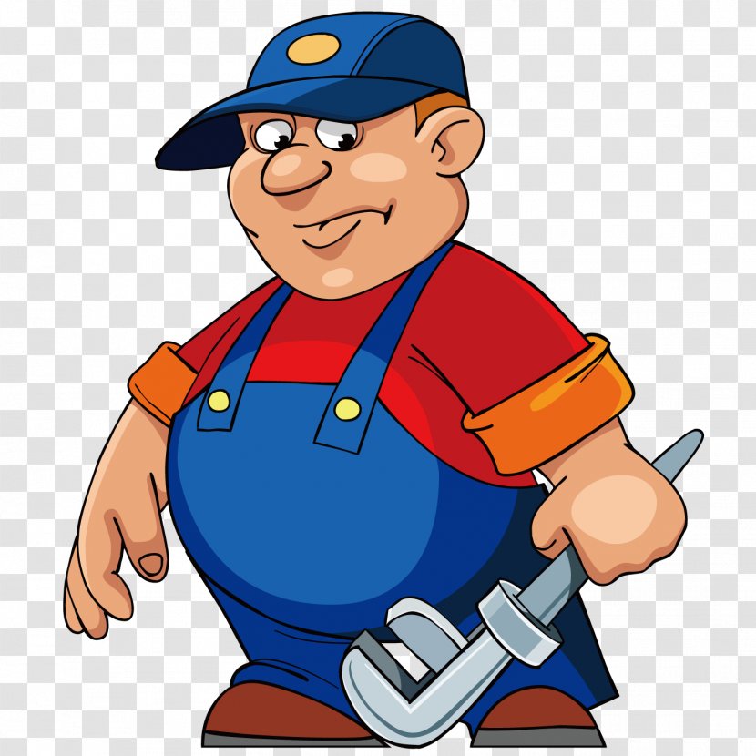 Cartoon Laborer Illustration - Comics - A Wrench With Transparent PNG