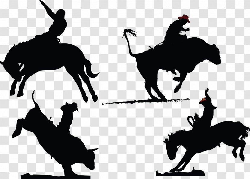 Horse Rodeo Silhouette Bull Riding - Like Mammal - Western Transparent PNG