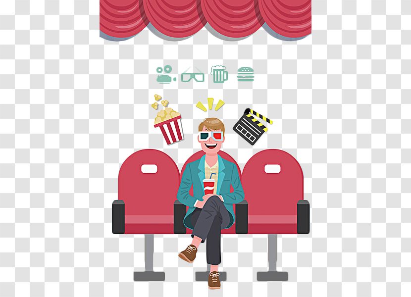 Cinema Film Clip Art - Play - A Man Who Watches Movies At Cartoon Theater Transparent PNG
