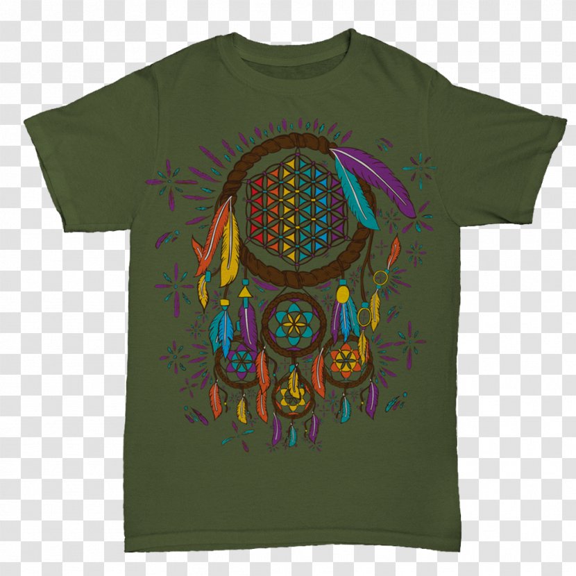 Organic Cotton T-shirt Hemp Sacred Geometry - Cannabis - Dreamcatcher Flower Transparent PNG