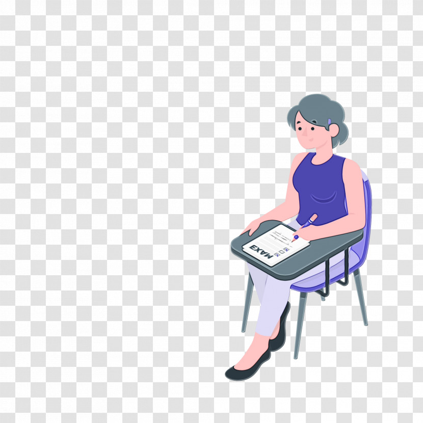 Table Sitting Cartoon Chair Line Transparent PNG