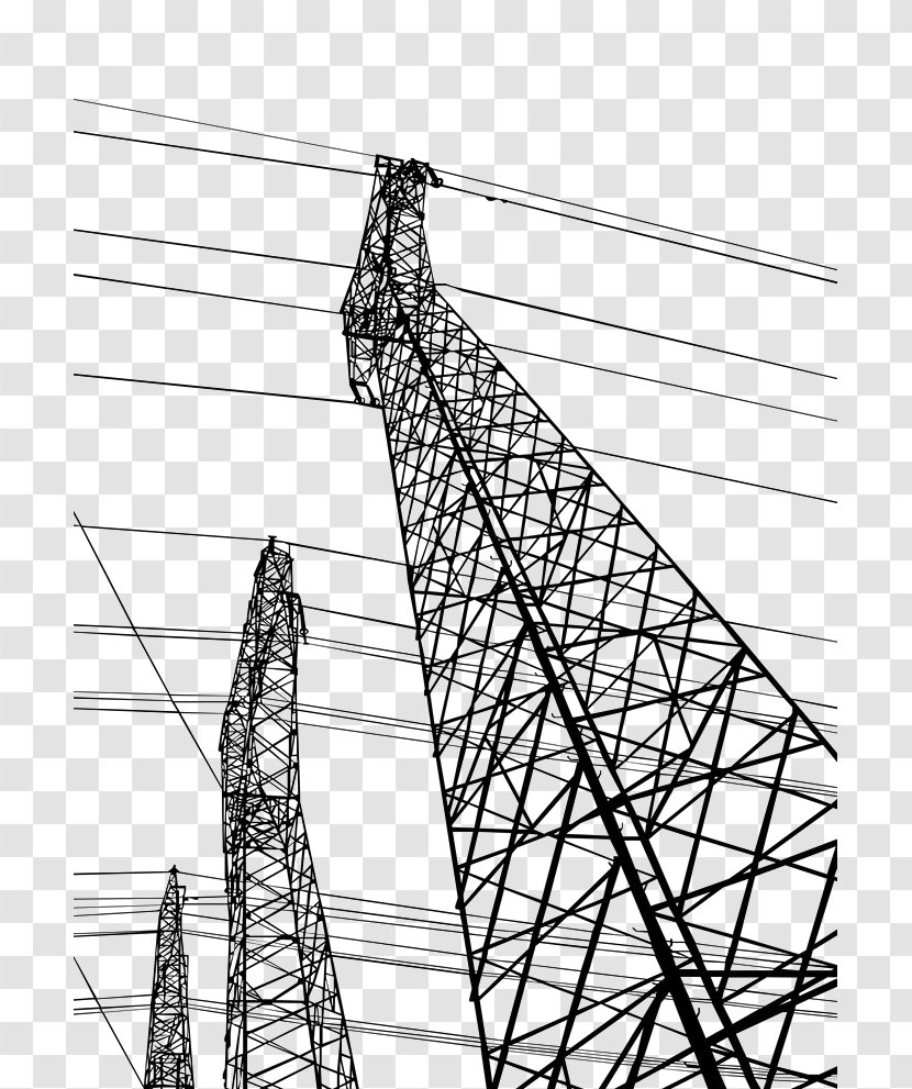 Electricity High Voltage Electric Power Transmission - Symmetry - Hand Painted Lines Transparent PNG