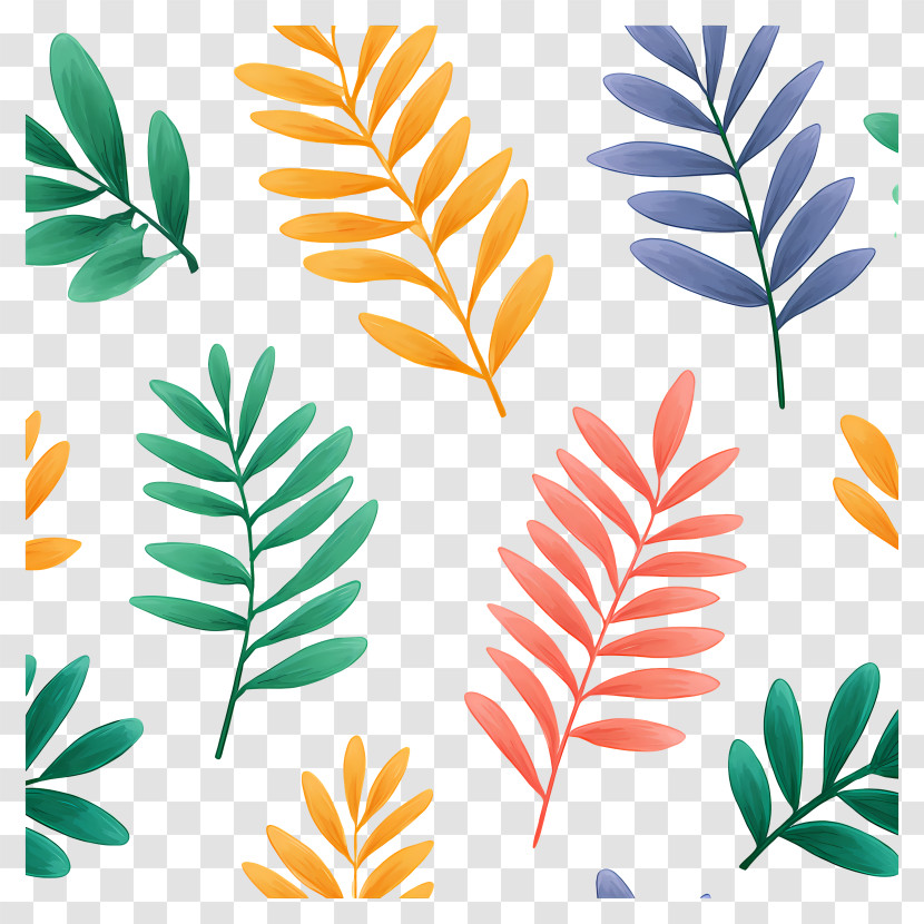 Colorful Tropical Leaf Pattern Transparent PNG