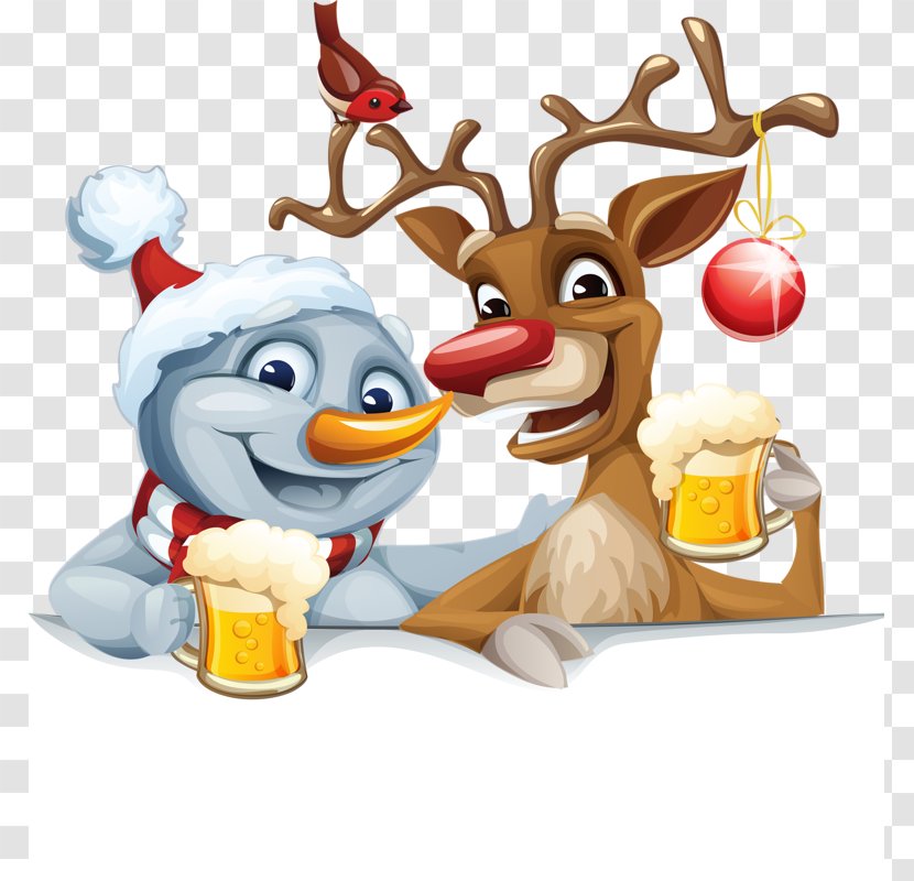 Santa Claus's Reindeer Christmas Clip Art - Fictional Character - Elk And Snowman Transparent PNG