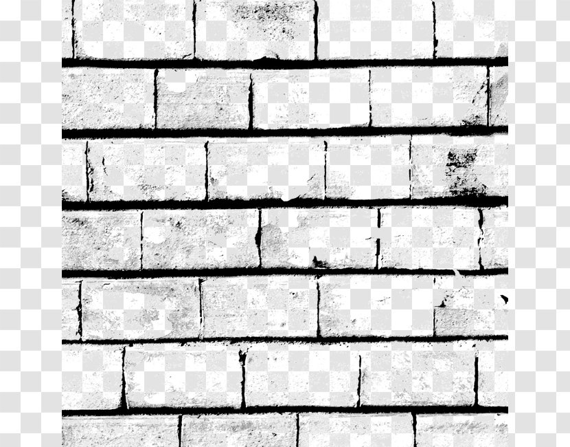 Stone Wall Brick Black And White Material - Vintage Background Transparent PNG