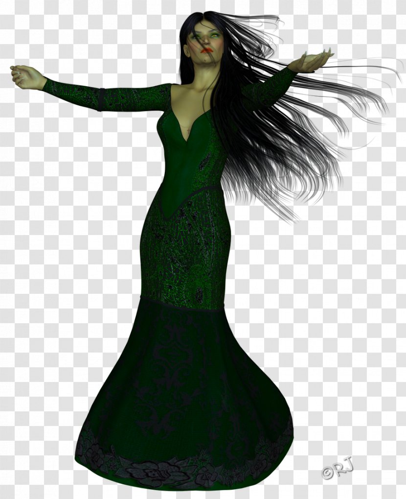 Costume Design Gown - Green - Wind Hair Transparent PNG