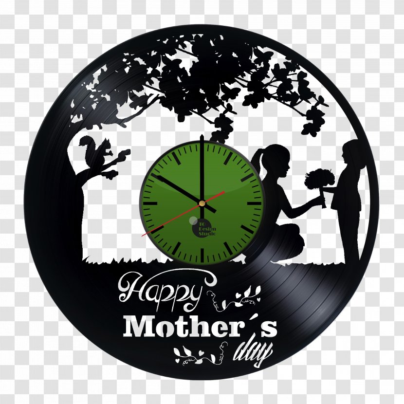 Mother's Day Gift Clock Phonograph Record - Cartoon Transparent PNG