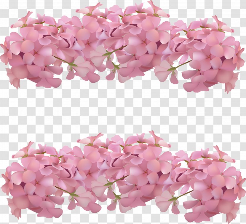Pink Flower Blossom - Romantic Decorative Frame Transparent PNG