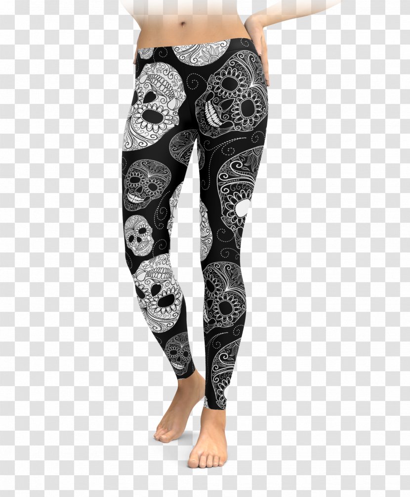 Calavera Leggings Day Of The Dead Skull T-shirt - Watercolor - White Sugar Transparent PNG