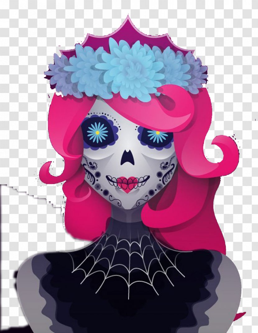 La Calavera Catrina Adobe Illustrator Euclidean Vector Illustration - Bone - Creative Skeleton Woman Portrait Transparent PNG
