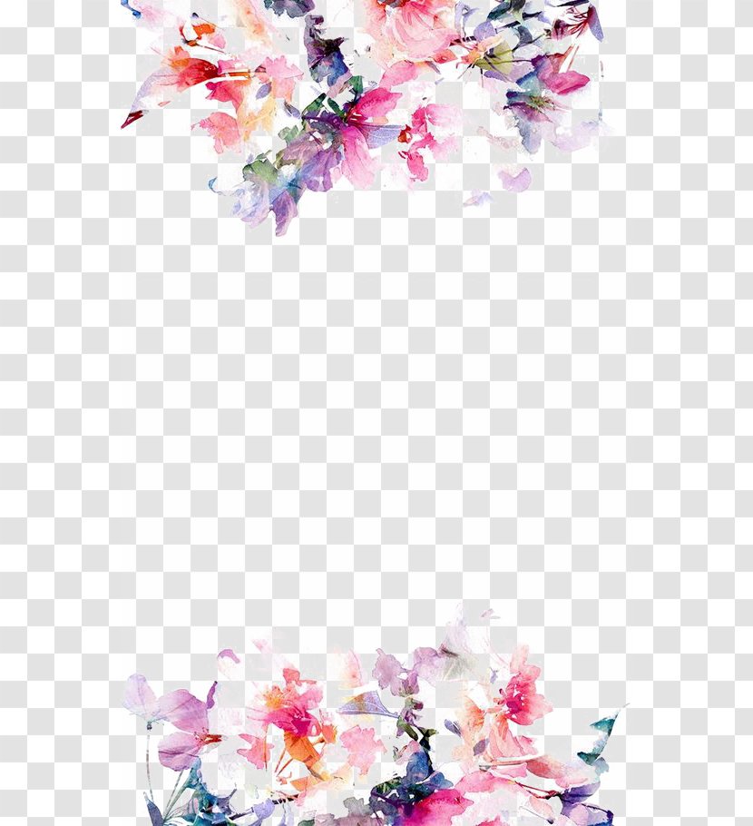 IPhone 5s Flower Paper Wallpaper - Flora - Watercolor Flowers Border Transparent PNG
