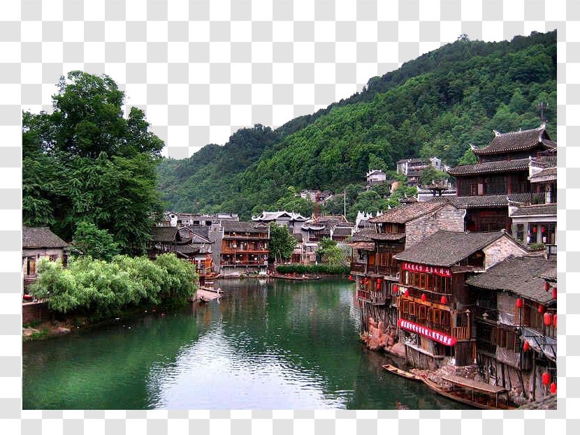 Fenghuang County Zhangjiajie Changsha Three Gorges Furong, Hunan - City - Mountain At The Foot Of Town Transparent PNG