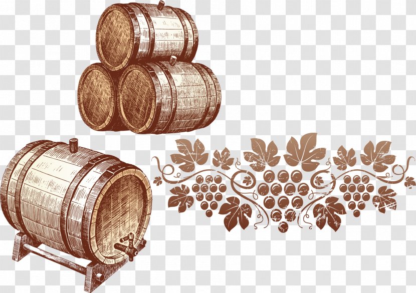 Thornton Winery Common Grape Vine Drawing Winemaking - Copper - Hand-painted Wine Barrel Transparent PNG