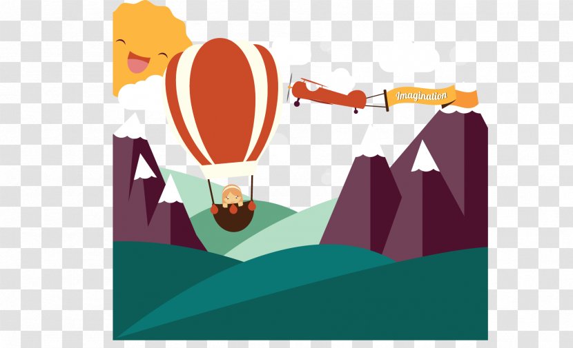 Airplane Imagination Royalty-free Illustration - Frame - Vector Flattening Mountains Transparent PNG
