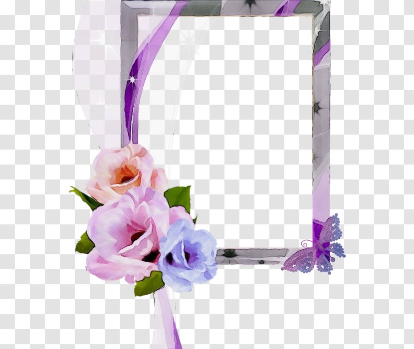 Watercolor Flowers Frame - Purple - Cut Plant Transparent PNG