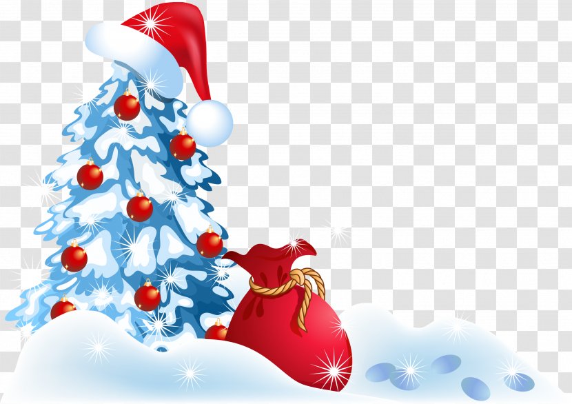 Santa Claus Christmas Tree Snowman Illustration - Hat - And Transparent PNG