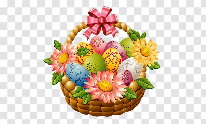 Easter Bunny Basket Clip Art - Floral Design - Happy Transparent PNG