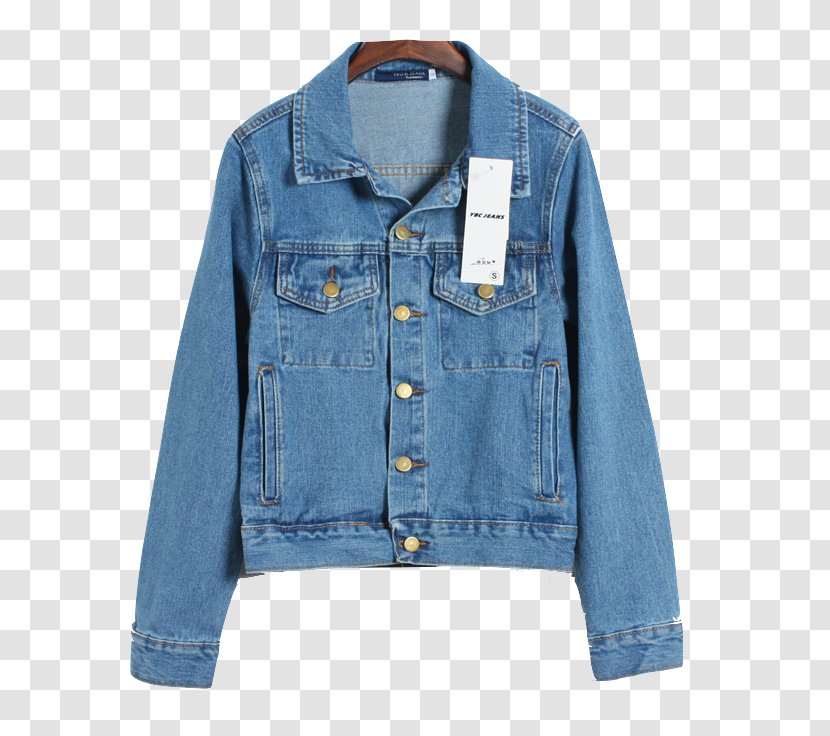 Denim Jacket T-shirt Textile Jeans - Button Transparent PNG