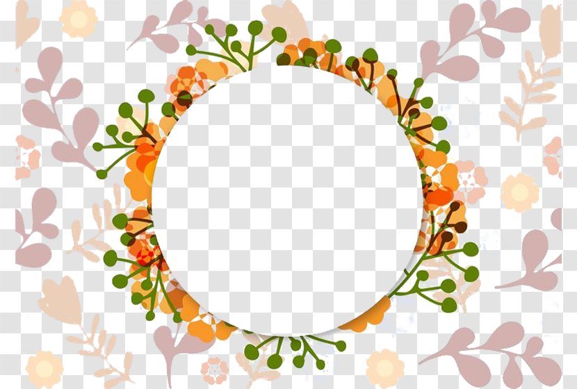 Wedding Invitation Flower Picture Frame Ornament - Drawing - Orange Round Wreath Transparent PNG