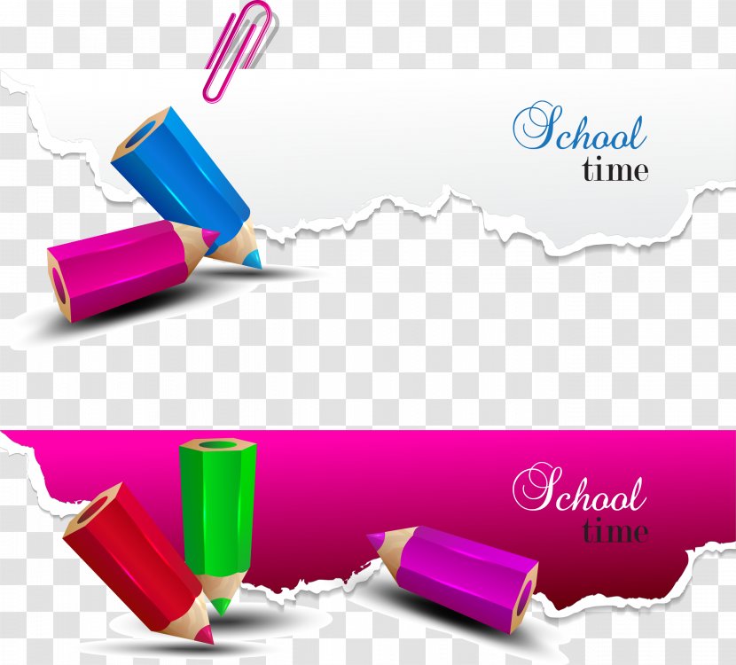 Paper School Pencil Illustration - Colored - Creative Decorative Color Vector Transparent PNG