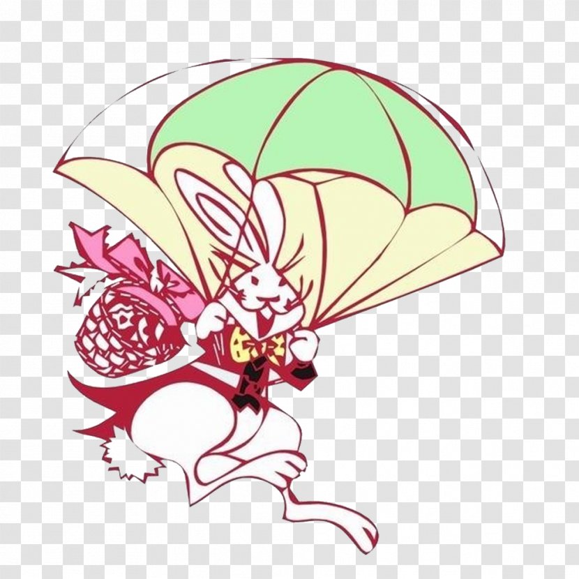Cartoon Euclidean Vector Clip Art - Moths And Butterflies - Parachute Little Rabbit Transparent PNG