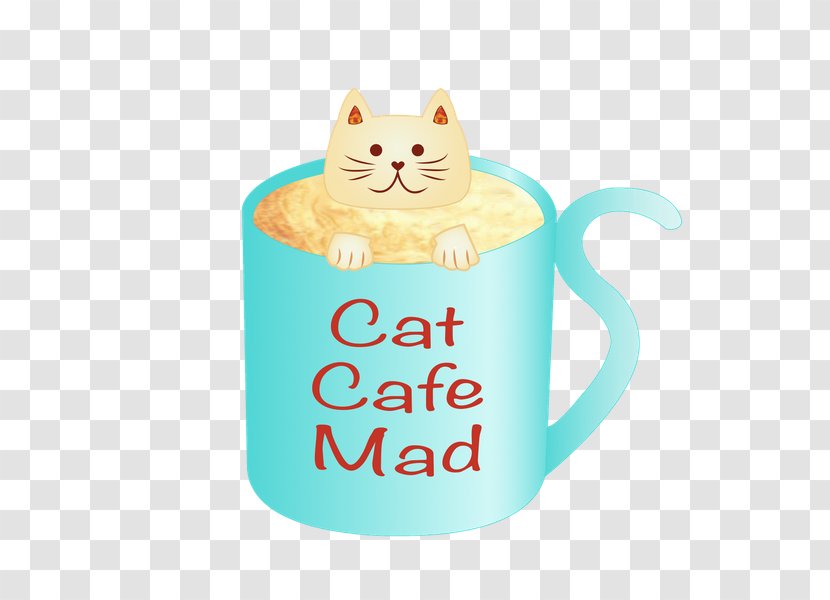Cat Cafe Mad Whiskers Coffee - Watercolor - Chevron 1 Madison Coats Transparent PNG