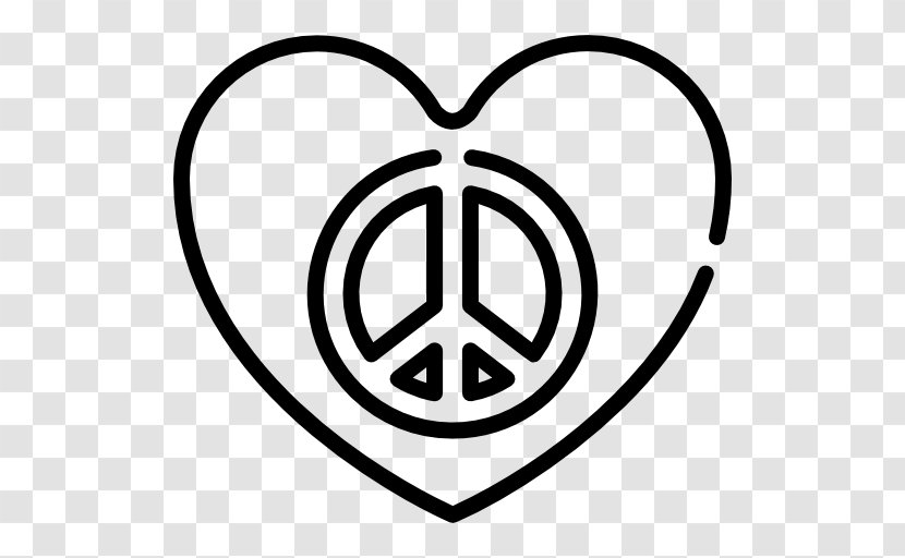 Coloring Book Peace Symbols Clip Art - Black And White - Heart Transparent PNG